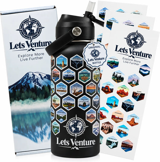 Lets Venture National Parks Water Bottle + Stickers