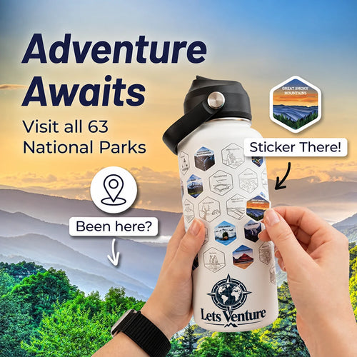 Lets Venture National Parks Water Bottle + Stickers
