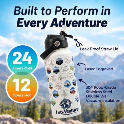 Lets Venture National Parks Water Bottle + Stickers