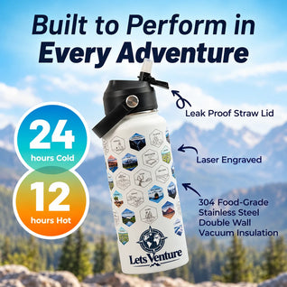 Lets Venture National Parks Water Bottle + Stickers