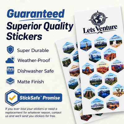 Lets Venture National Parks Water Bottle + Stickers