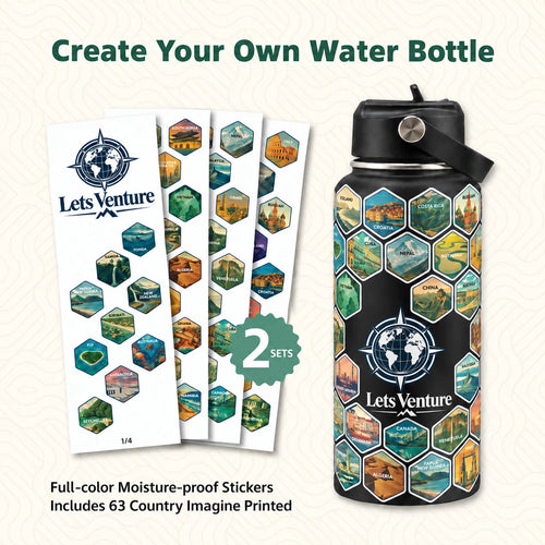 Lets Venture World Explorer Water Bottle + Stickers